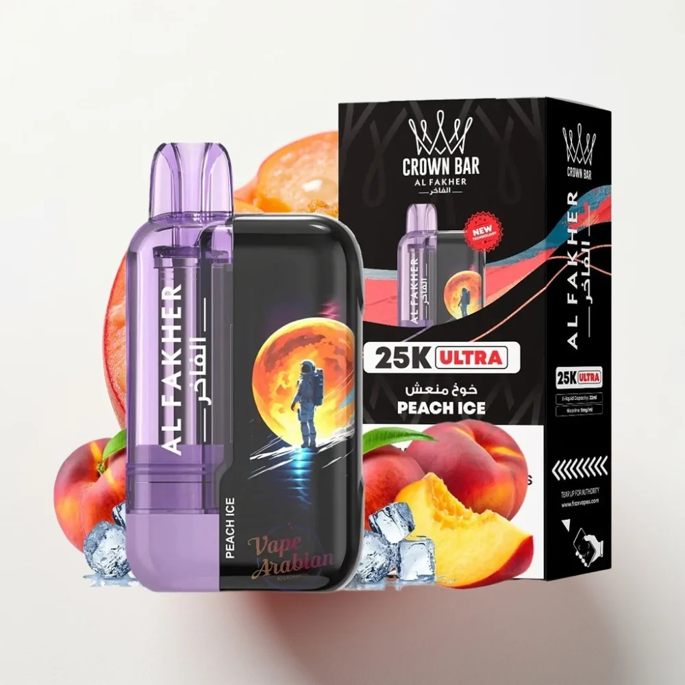 Al Fakher Crown Bar Ultra 25K Disposable Peach Is LED Type-C - Online Store