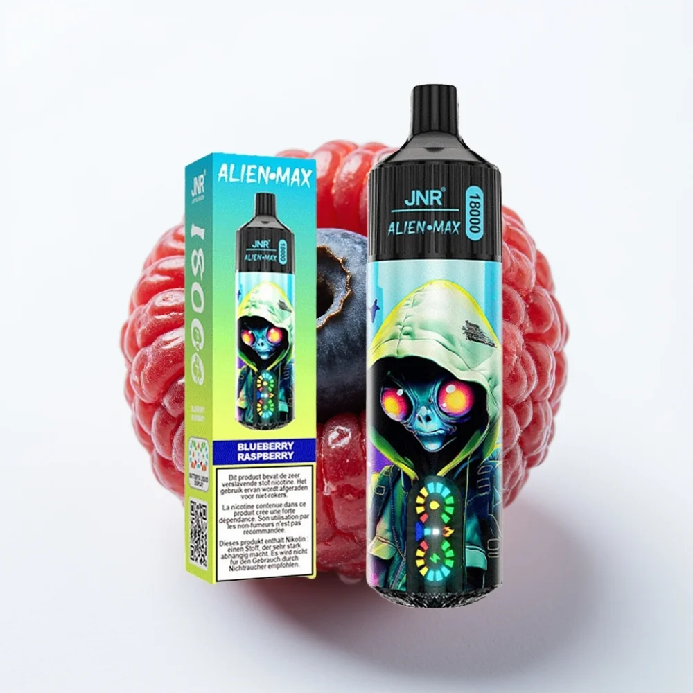 JNR Alien Max 18000 Puffs Blåbær Bringebær LED Dual Mesh - Online Store - Image 2