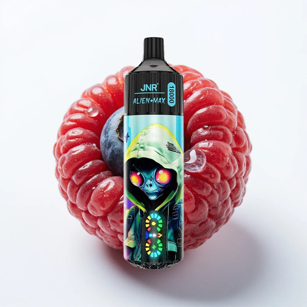 JNR Alien Max 18000 Puffs Blåbær Bringebær LED Dual Mesh - Online Store