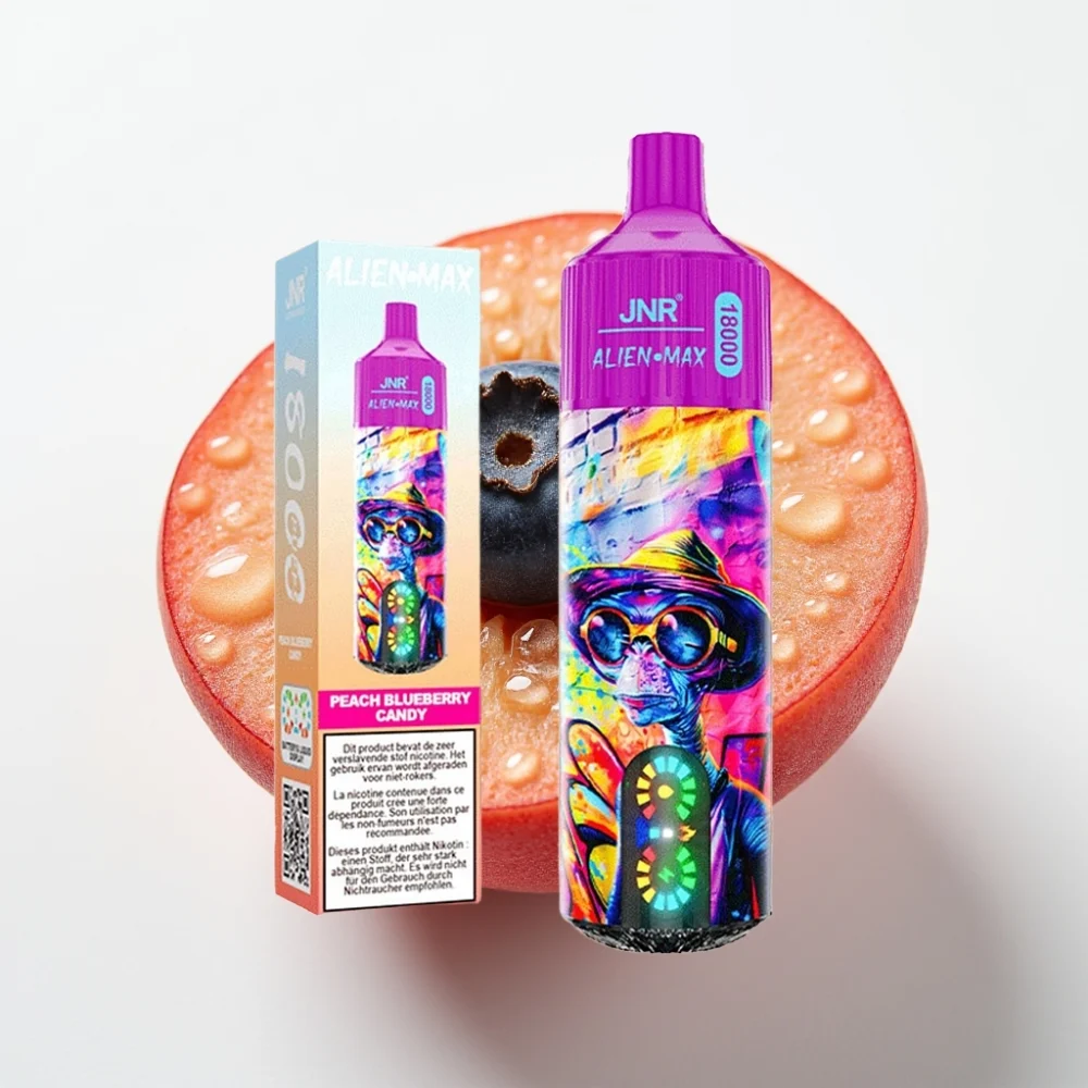 JNR Alien Max 18000 Puffs Dual Mesh Peach Blåbær Candy LED - Online Store - Image 2