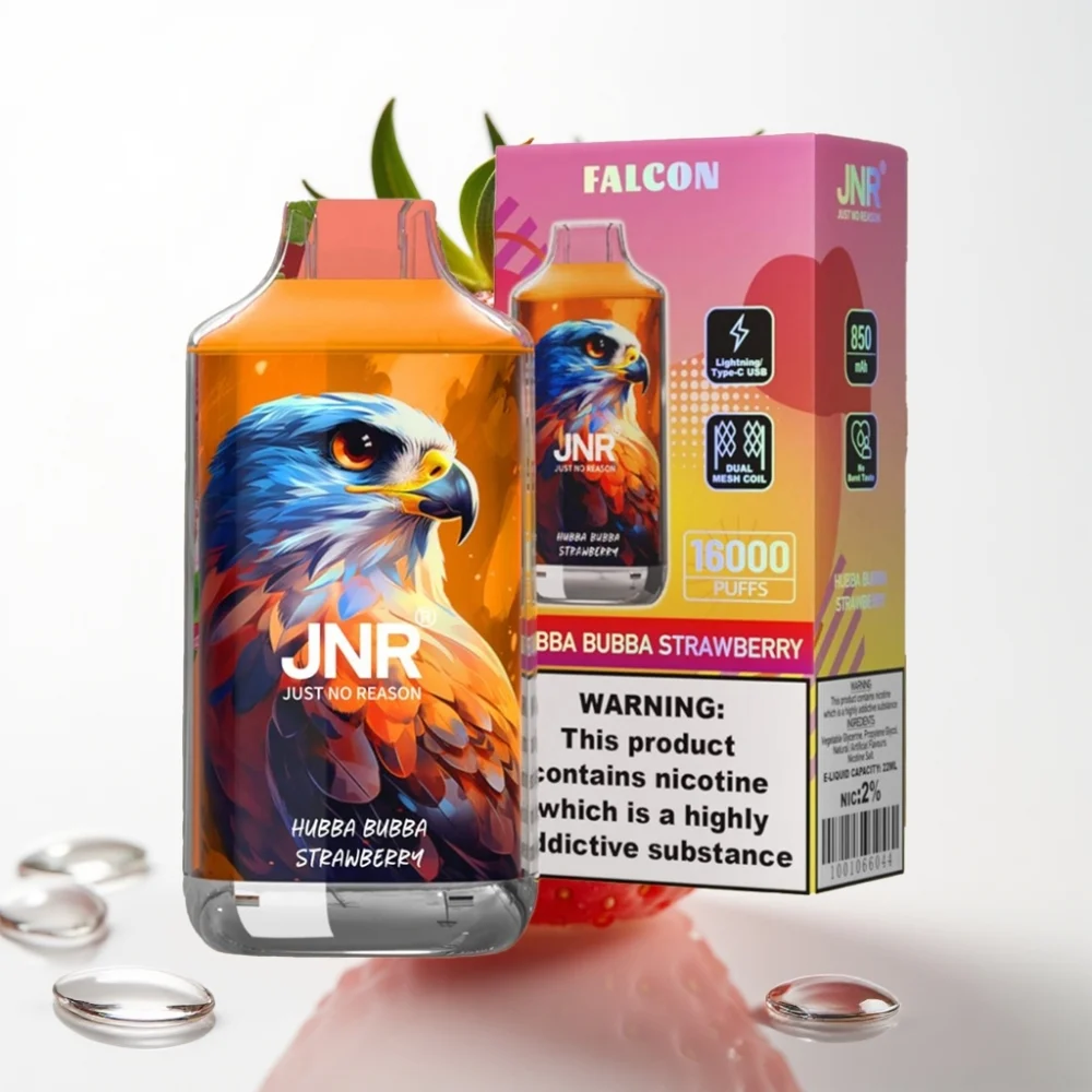 JNR Falcon 16000 Puffs Hubba Bubba Jordbær 850mAh Type C LED - Online Store - Image 2
