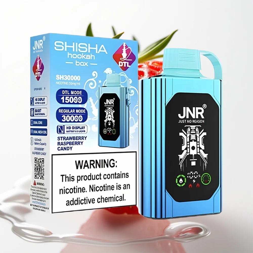 JNR Shisha Hookah Box 20500 Puffs HD Display Jordbær Bringebær Candy Type-C - Online Store - Image 2