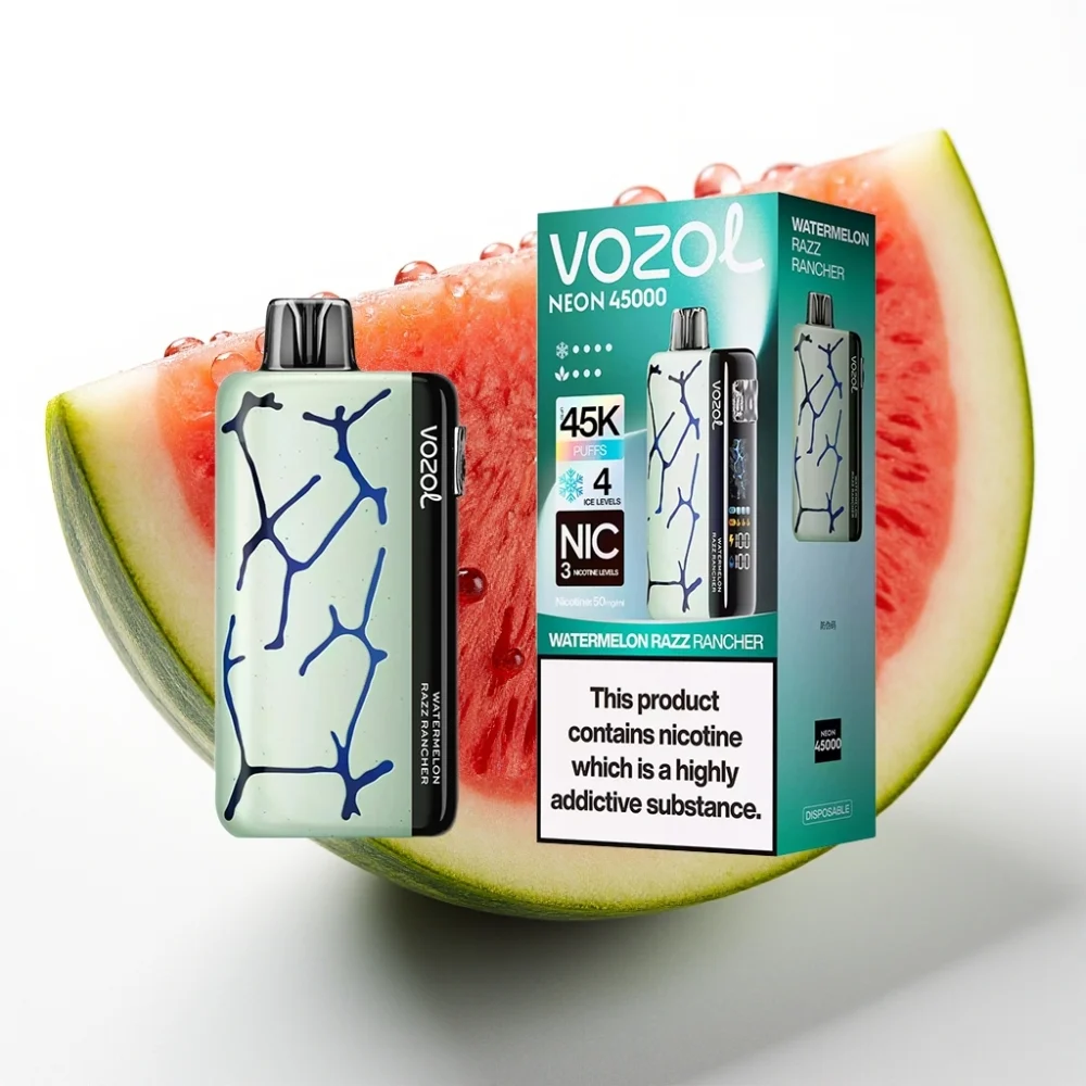 Vozol Neon 45K 45000 Puffs Engangsdamper Med Justerbar Is Og Luftstrøm Vannmelon Razz Rancher - Online Store