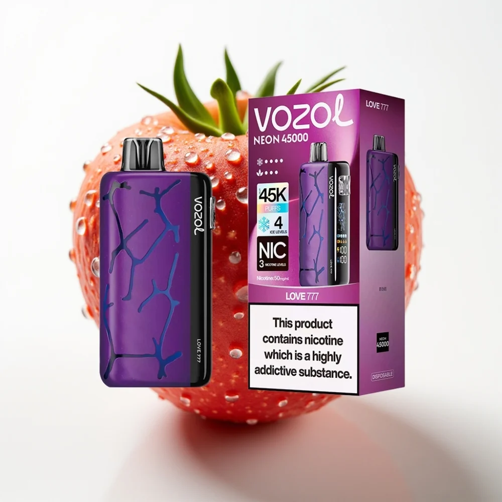 Vozol Neon 45K 45000 Puffs Justerbar Is og Luftstrøm 20ml Disposable Vape Kjærlighet 777 - Online Store